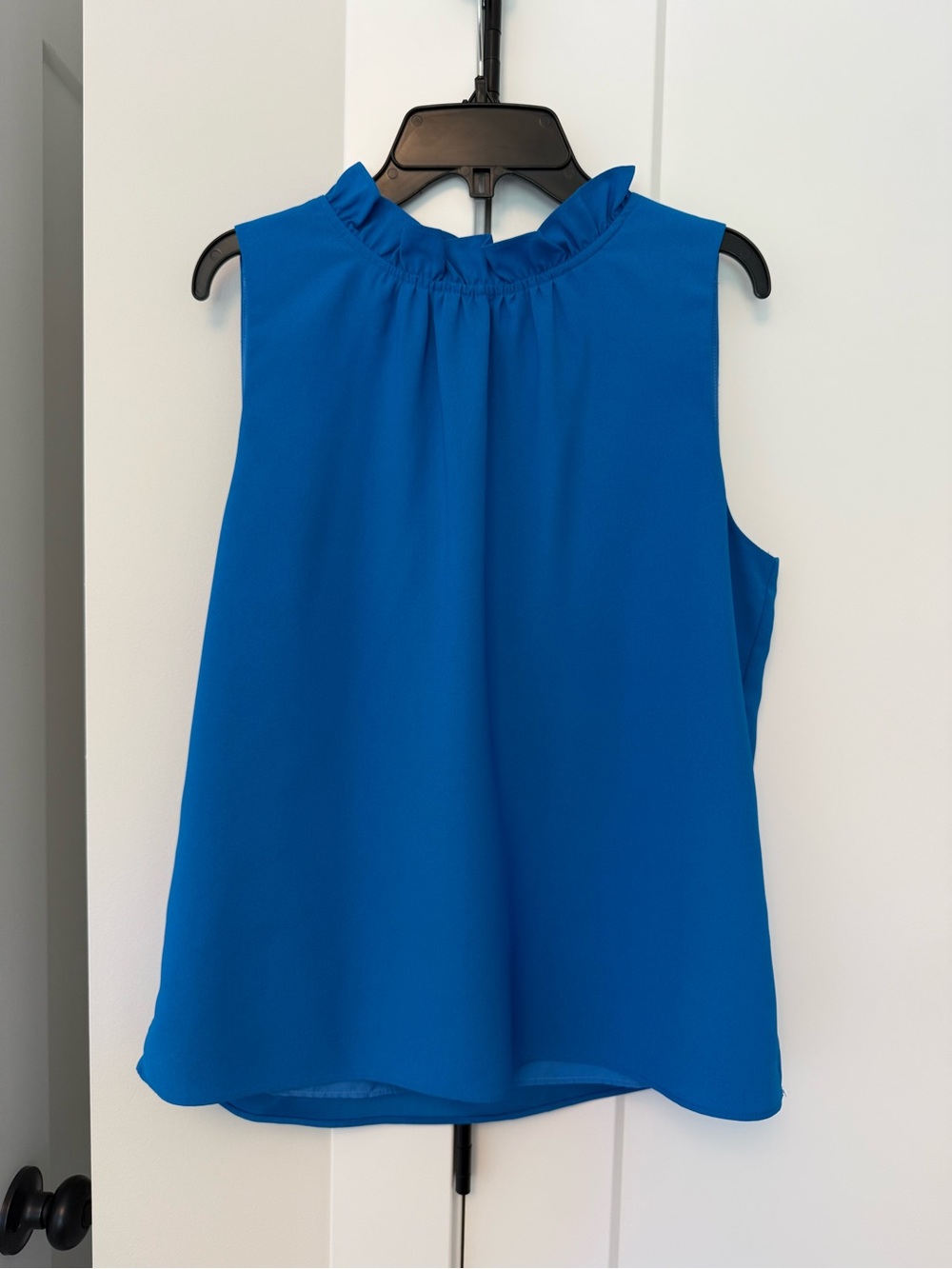 J. Crew Royal Blue Sleeveless Ruffled Neck Shell